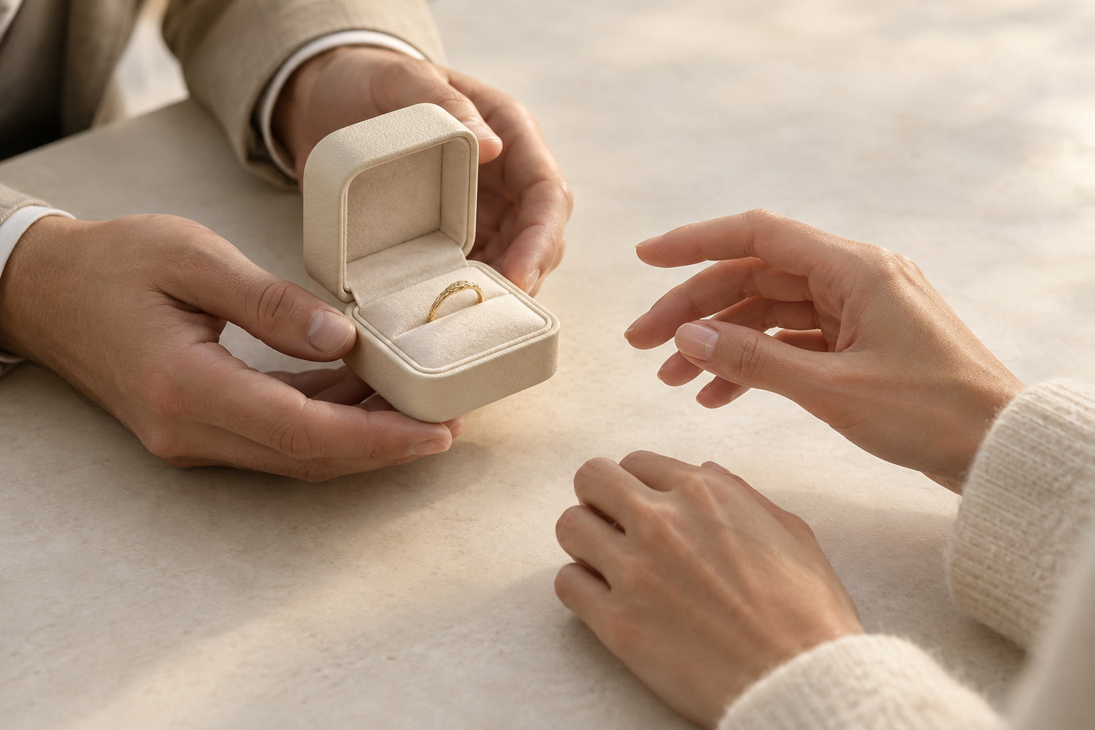 Présentation personnalisée d’une bague dans son écrin